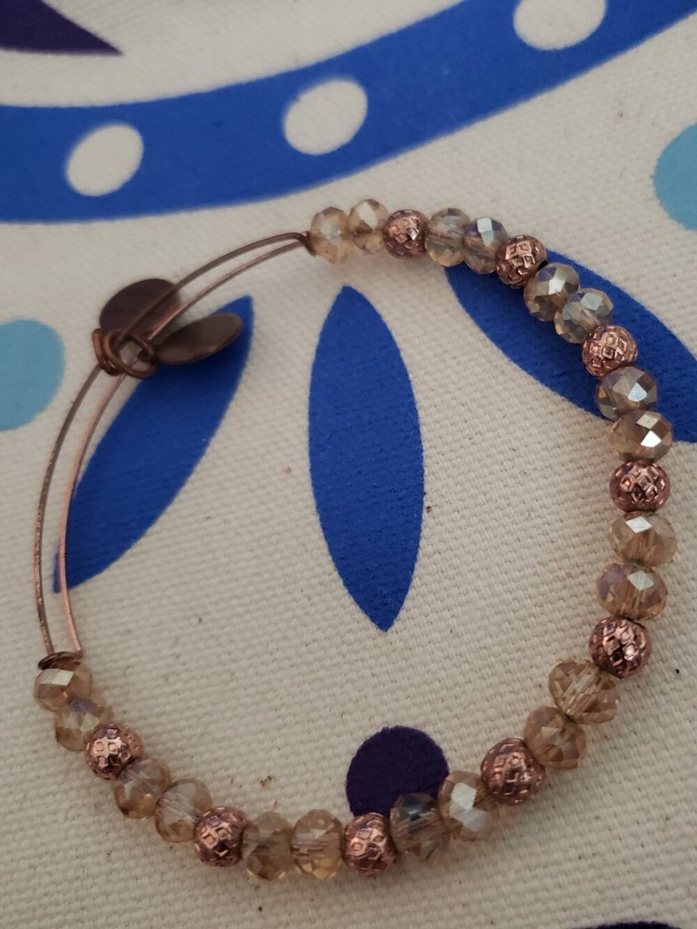 Alex and Ani Copper / Gold Swarovski Crystal Beaded Bangle VGC 67